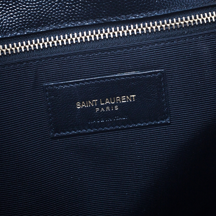 Pre Owned Saint Laurent Black Matelasse Leather Cassandre Shopper Tote