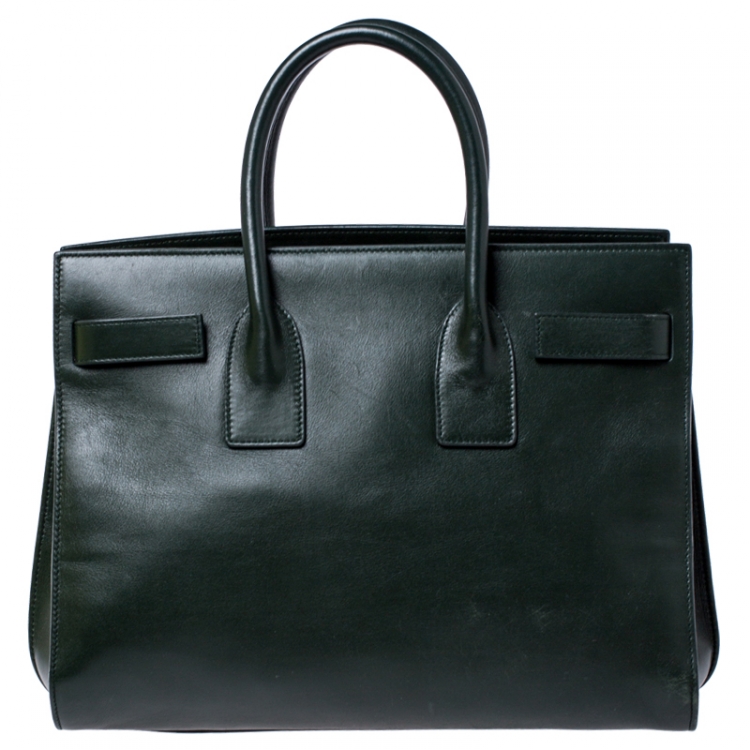 Pre Owned Saint Laurent Green Leather Small Classic Sac De Jour Tote