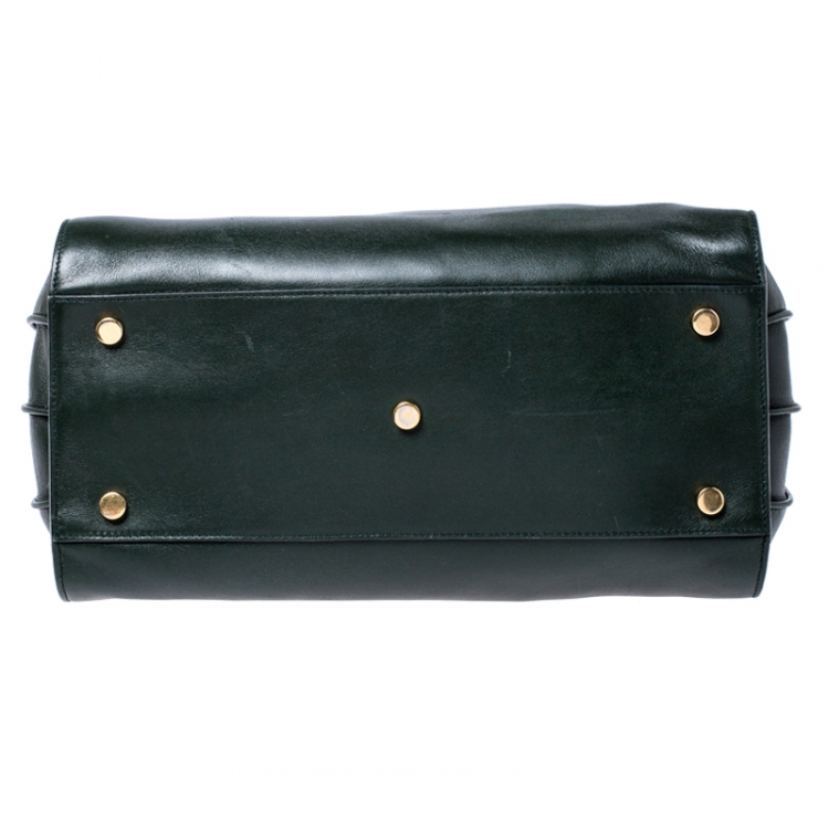 Pre Owned Saint Laurent Green Leather Small Classic Sac De Jour Tote