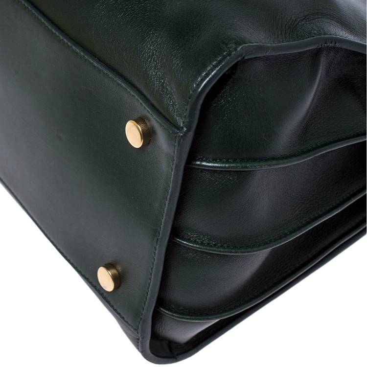 Pre Owned Saint Laurent Green Leather Small Classic Sac De Jour Tote