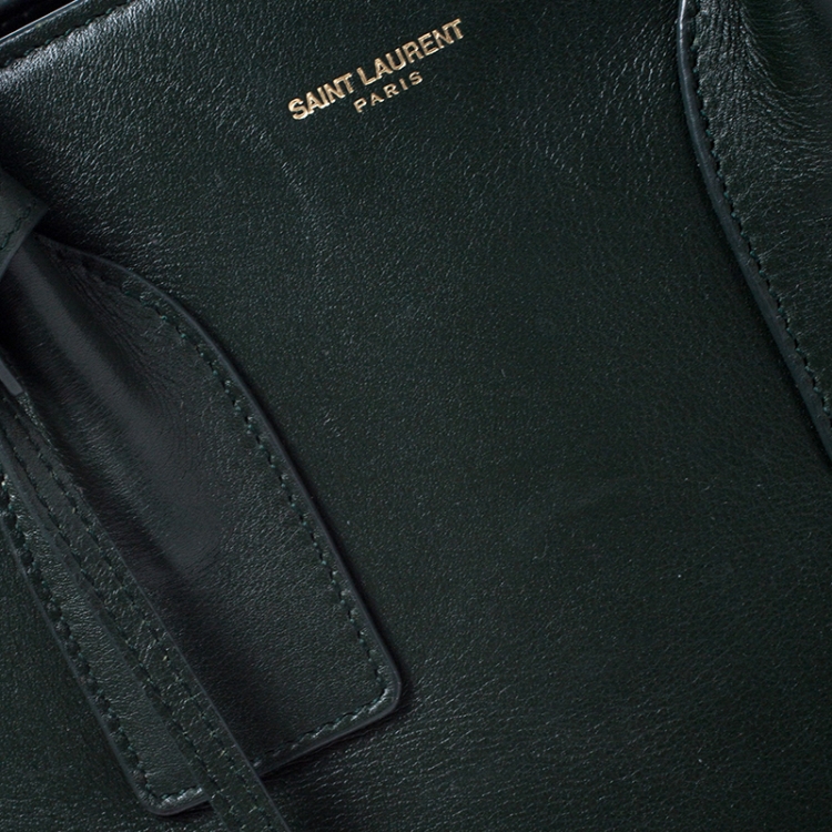 Pre Owned Saint Laurent Green Leather Small Classic Sac De Jour Tote