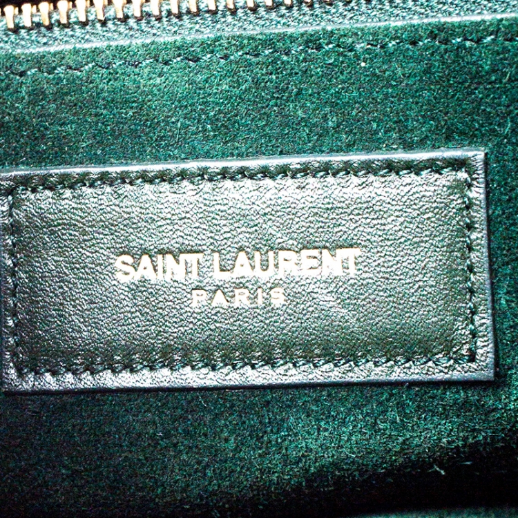 Pre Owned Saint Laurent Green Leather Small Classic Sac De Jour Tote