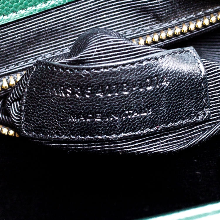 Pre Owned Saint Laurent Green Matelasse Leather Large Cassandre Flap Bag