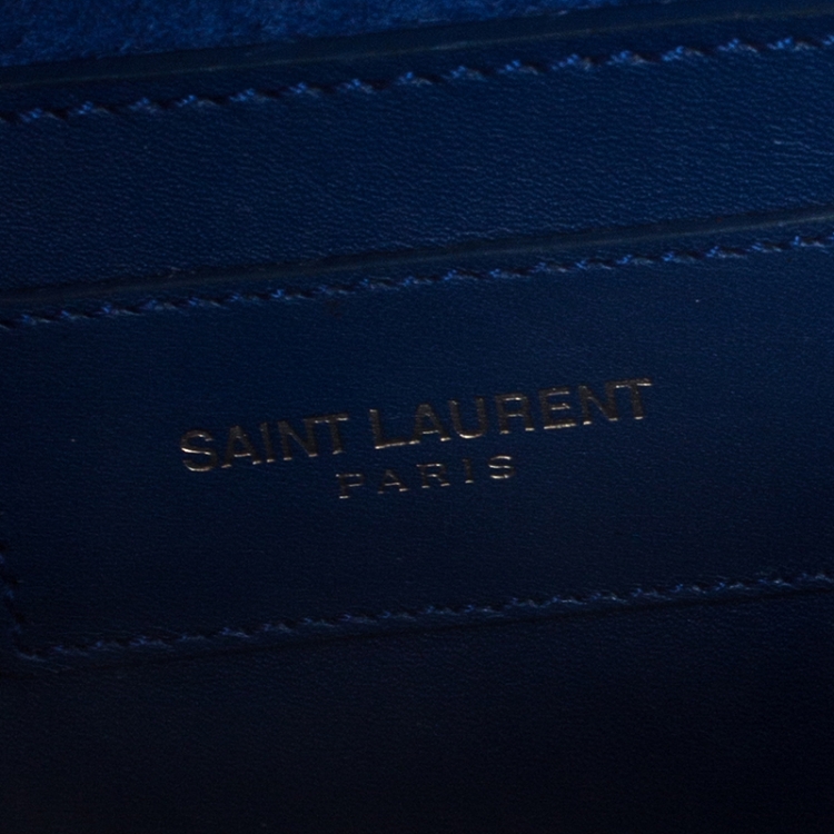 Pre Owned Saint Laurent Paris Blue Leather Small Kate Tassel Shoulder Bag