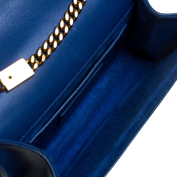Pre Owned Saint Laurent Paris Blue Leather Small Kate Tassel Shoulder Bag
