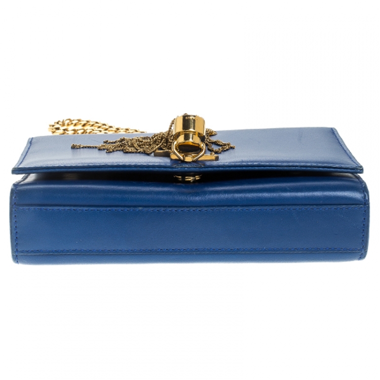 Pre Owned Saint Laurent Paris Blue Leather Small Kate Tassel Shoulder Bag