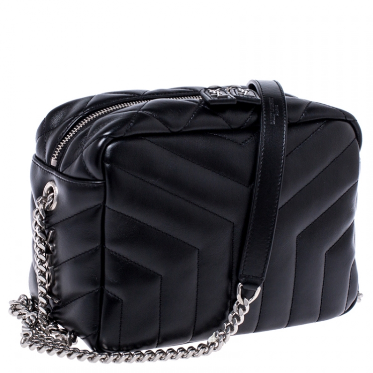 Pre Owned Saint Laurent Black Matelasse Leather Small Lou Lou Bowling Bag