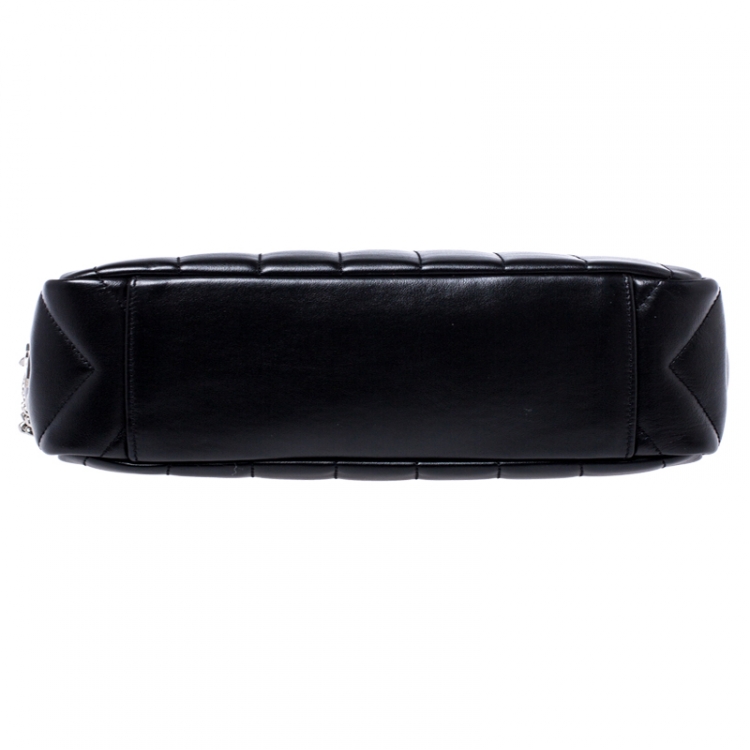 Pre Owned Saint Laurent Black Matelasse Leather Small Lou Lou Bowling Bag