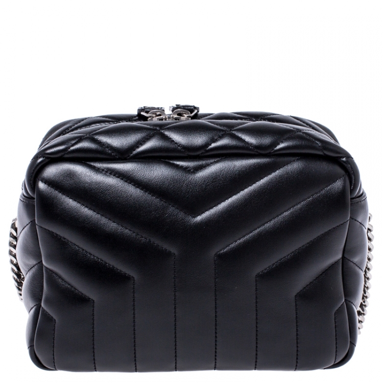Pre Owned Saint Laurent Black Matelasse Leather Small Lou Lou Bowling Bag