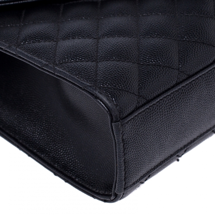 Pre Owned Saint Laurent Black Mix Matelasse Leather Medium Envelope Shoulder Bag
