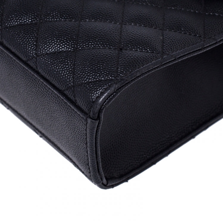 Pre Owned Saint Laurent Black Mix Matelasse Leather Medium Envelope Shoulder Bag