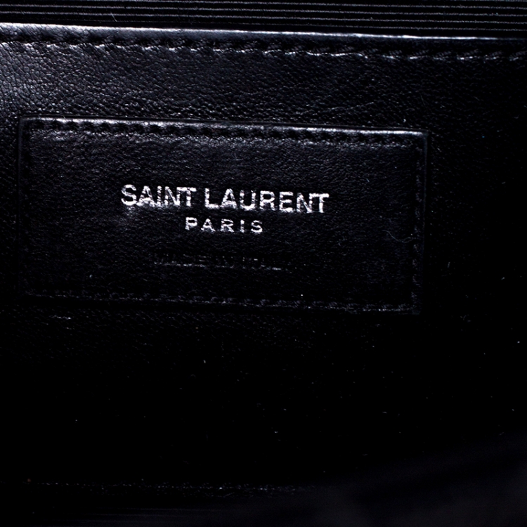 Pre Owned Saint Laurent Black Mix Matelasse Leather Medium Envelope Shoulder Bag