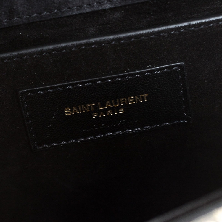 Pre Owned Saint Laurent Gold Snake Embossed Suede Small Kate Shoulder Bag