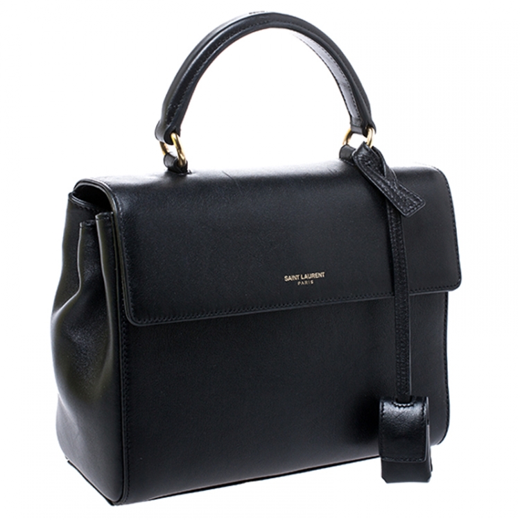 Pre Owned Saint Laurent Paris Black Leather Small Moujik Top Handle Bag