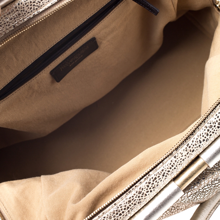 Pre Owned Saint Laurent Metallic Gold Leather Medium Majorelle Tote Bag