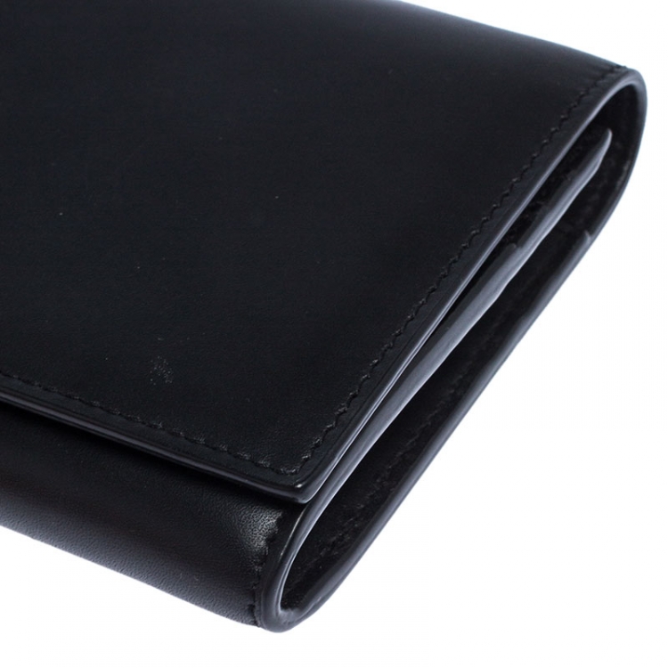 Pre Owned Saint Laurent Paris Black Leather Flap Wallet