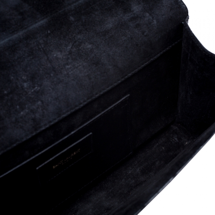 Pre Owned Saint Laurent Black Patent Leather Monogram Cassandre Clutch