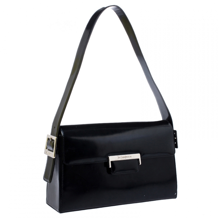 Pre Owned Saint Laurent Paris Black Patent Leather Shoulder Bag