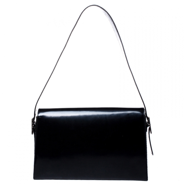 Pre Owned Saint Laurent Paris Black Patent Leather Shoulder Bag