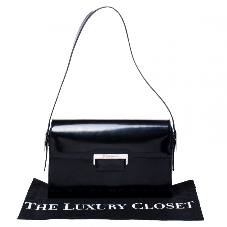 Pre Owned Saint Laurent Paris Black Patent Leather Shoulder Bag