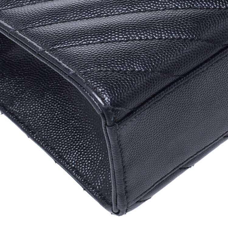Pre Owned Saint Laurent Black Matelasse Leather Large Cassandre Flap Bag