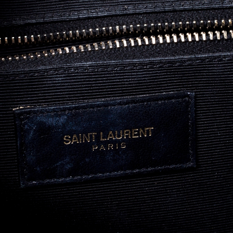 Pre Owned Saint Laurent Black Matelasse Leather Large Cassandre Flap Bag