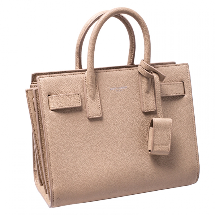 Pre Owned Saint Laurent Beige Leather Nano Classic Sac De Jour Tote