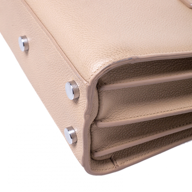 Pre Owned Saint Laurent Beige Leather Nano Classic Sac De Jour Tote