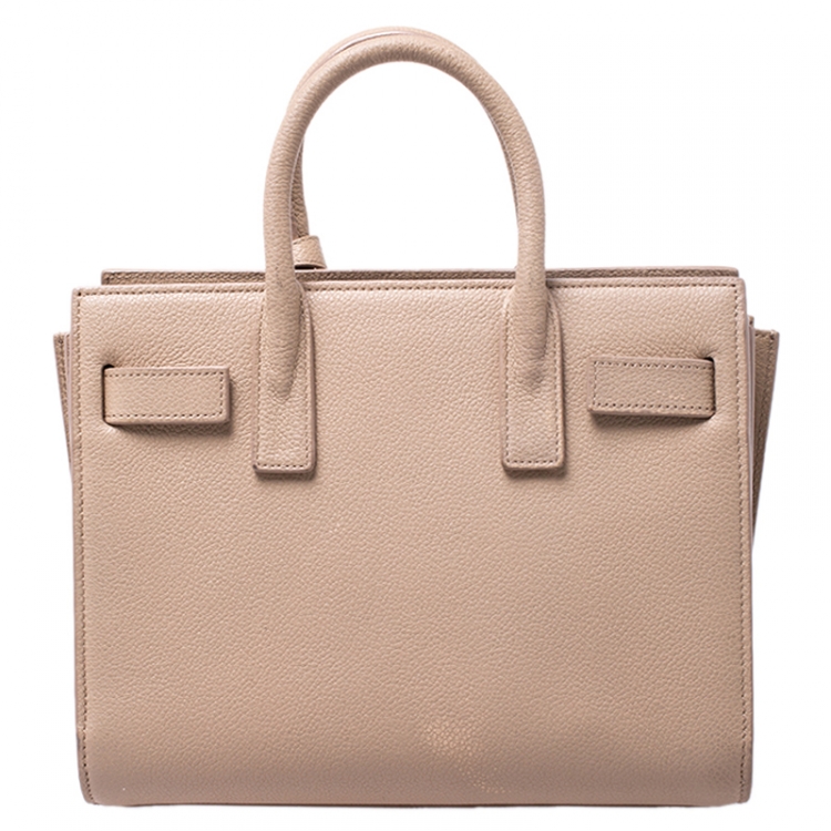 Pre Owned Saint Laurent Beige Leather Nano Classic Sac De Jour Tote