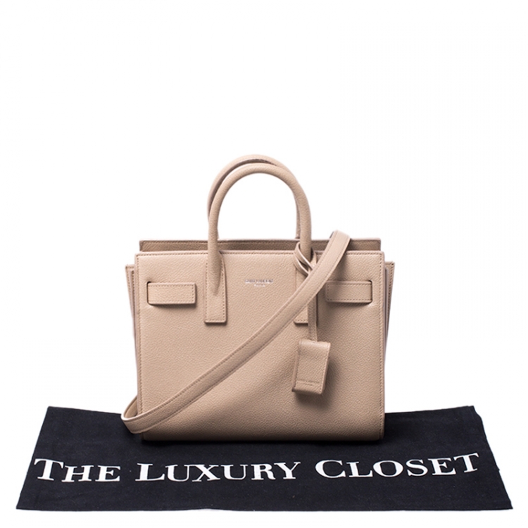 Pre Owned Saint Laurent Beige Leather Nano Classic Sac De Jour Tote