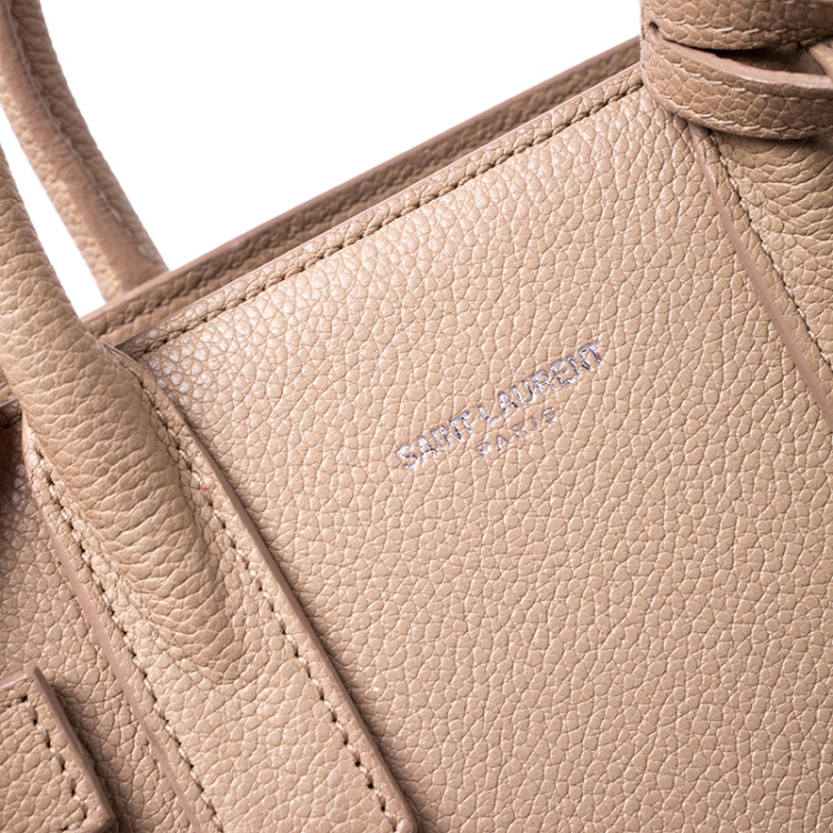 Pre Owned Saint Laurent Beige Leather Nano Classic Sac De Jour Tote