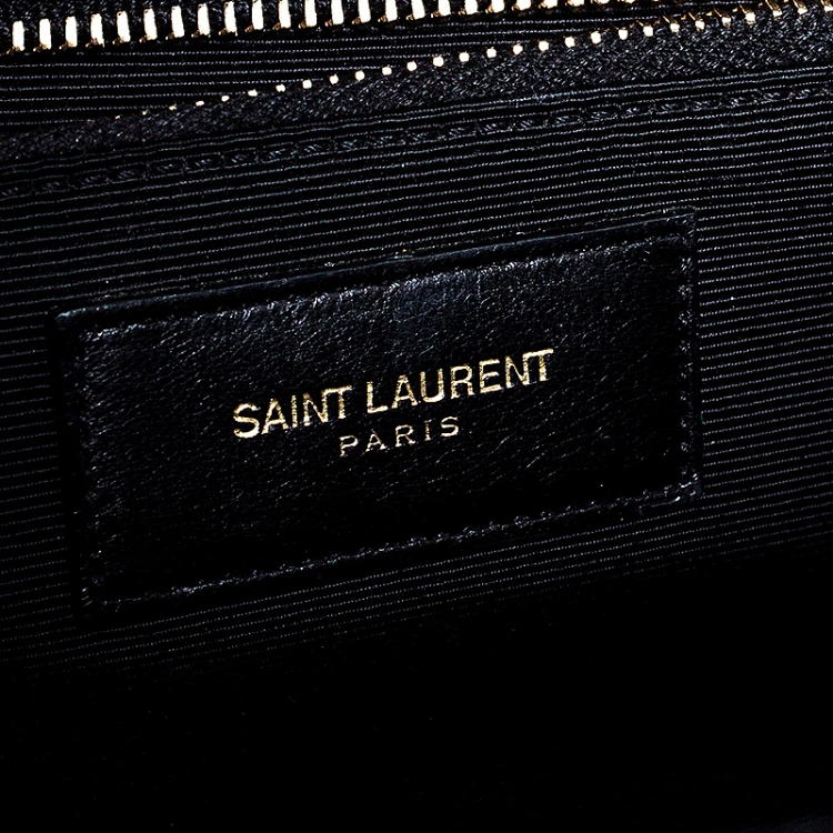 Pre Owned Saint Laurent Black Leather Monogram Envelope Shoulder Bag