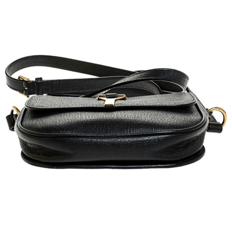 Pre Owned Saint Laurent Paris Black Leather Chyc Crossbody Bag