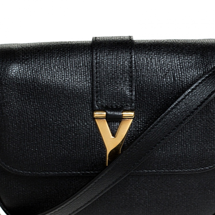 Pre Owned Saint Laurent Paris Black Leather Chyc Crossbody Bag