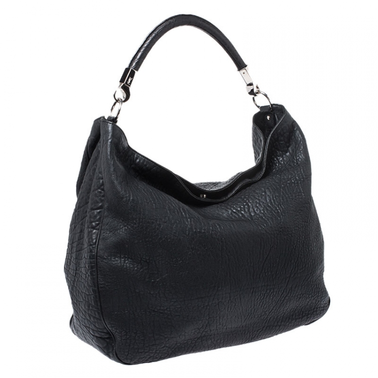 Pre Owned Saint Laurent Black Leather Roady Hobo 