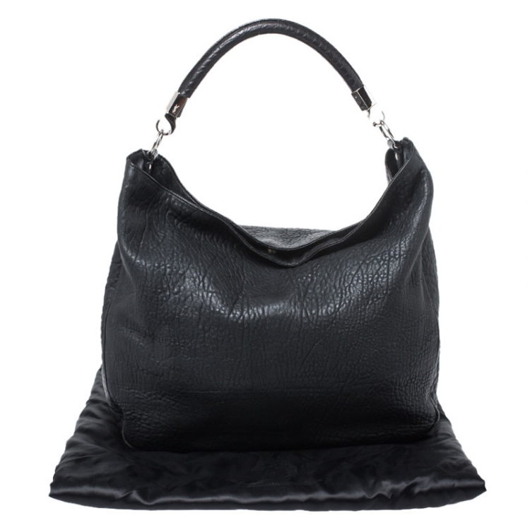Pre Owned Saint Laurent Black Leather Roady Hobo 