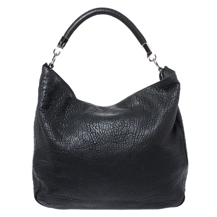 Pre Owned Saint Laurent Black Leather Roady Hobo 