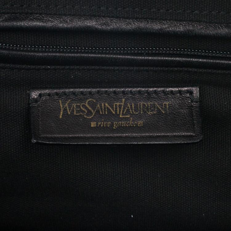 Pre Owned Yves Saint Laurent Light Blue Embroidered Boston Bag