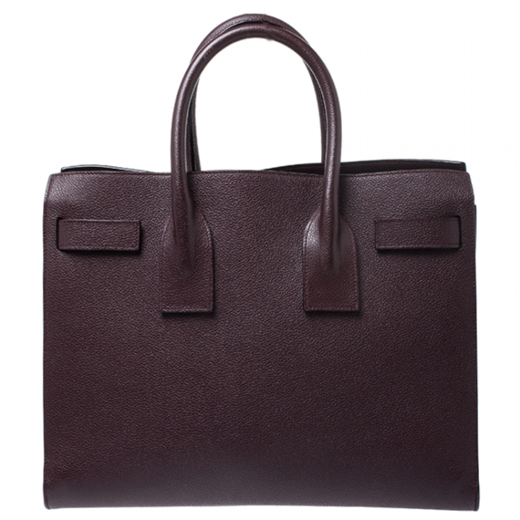 Pre Owned Saint Laurent Paris Maroon Leather Small Classic Sac De Jour Tote
