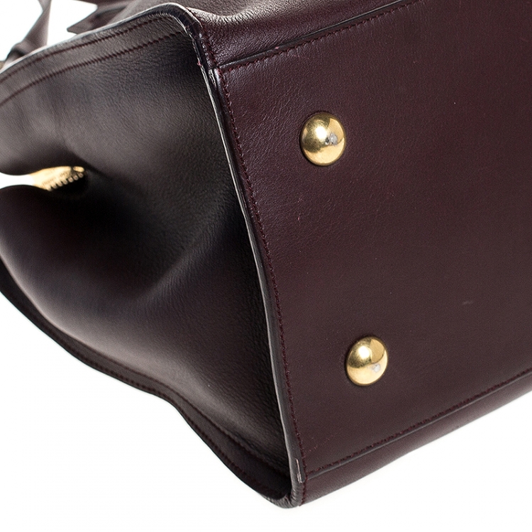 Pre Owned Saint Laurent Paris Burgundy Leather Small Cabas Ligne Y Tote