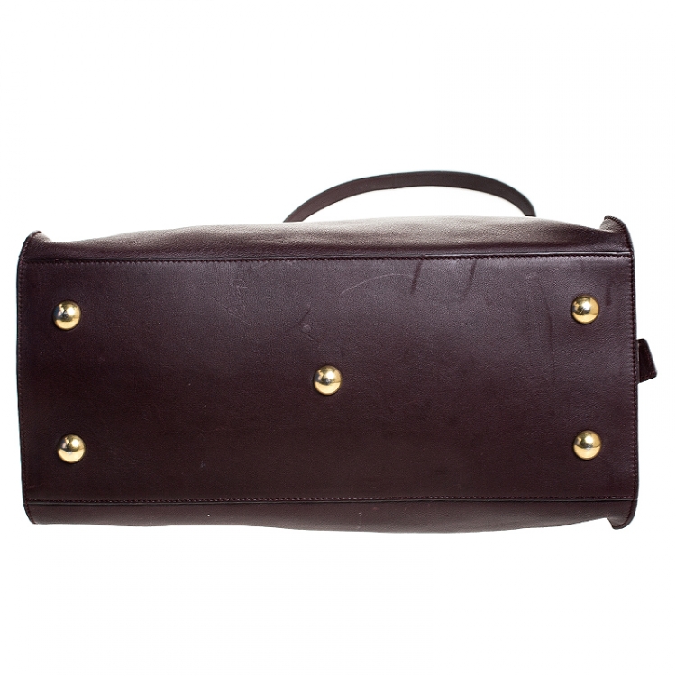 Pre Owned Saint Laurent Paris Burgundy Leather Small Cabas Ligne Y Tote