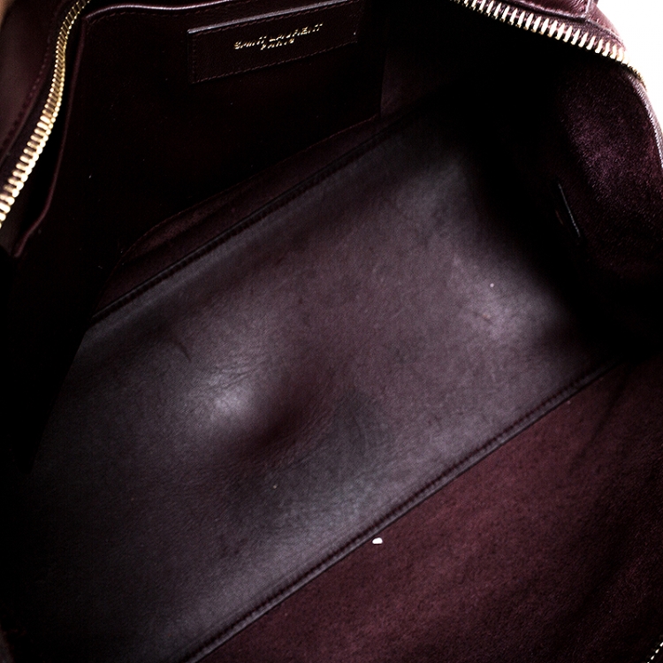 Pre Owned Saint Laurent Paris Burgundy Leather Small Cabas Ligne Y Tote