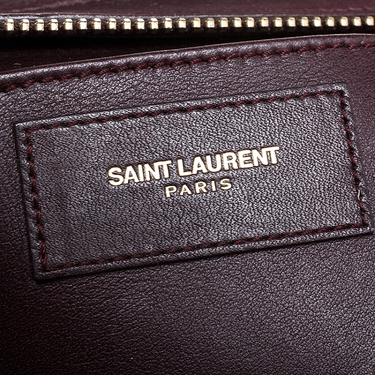 Pre Owned Saint Laurent Paris Burgundy Leather Small Cabas Ligne Y Tote