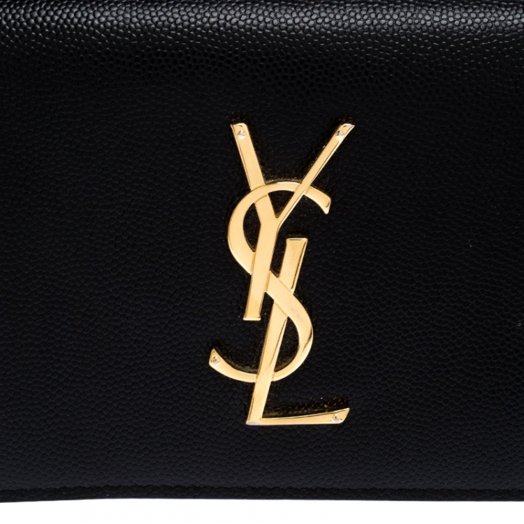 Pre Owned Saint Laurent Paris Black Leather Kate Wallet