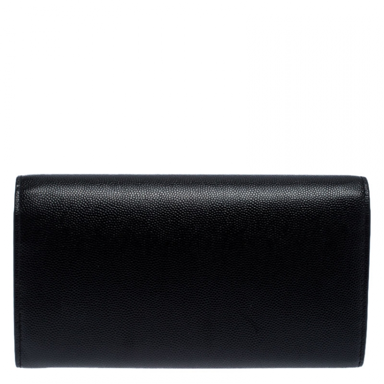 Pre Owned Saint Laurent Paris Black Leather Kate Wallet