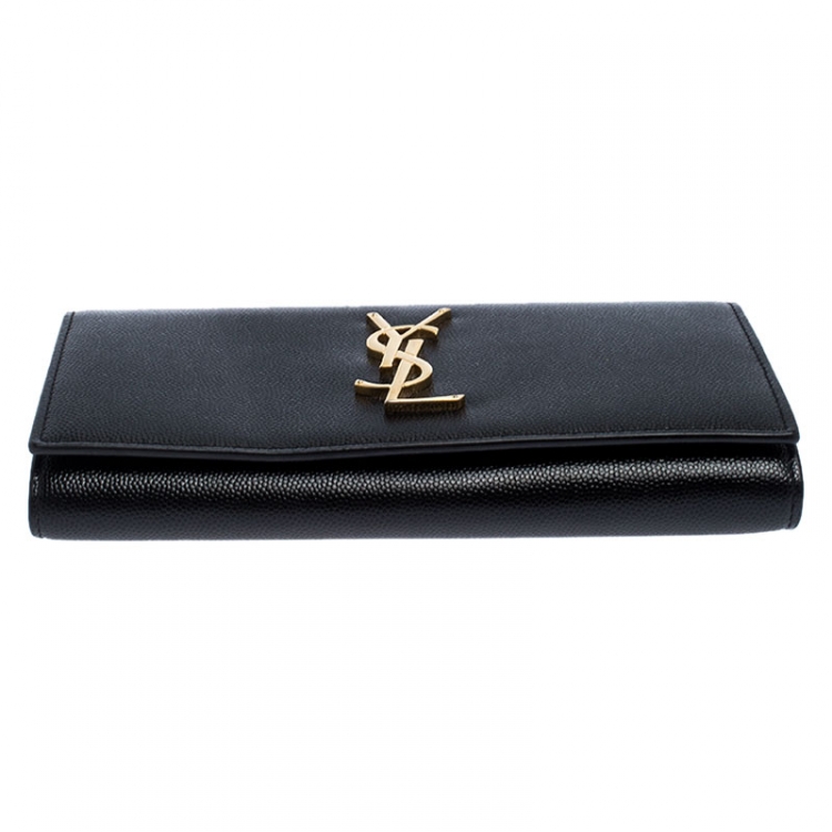 Pre Owned Saint Laurent Paris Black Leather Kate Wallet