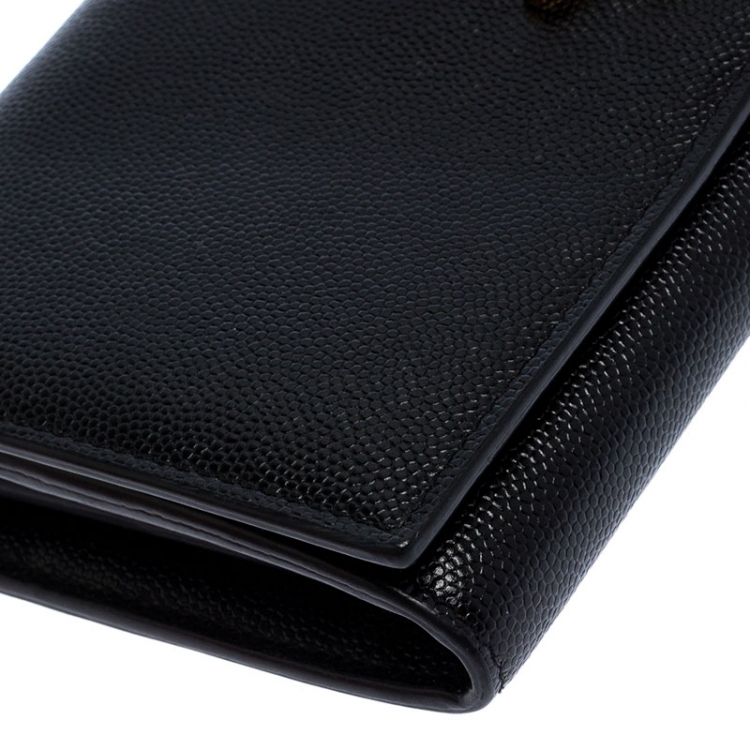 Pre Owned Saint Laurent Paris Black Leather Kate Wallet