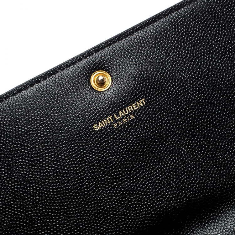 Pre Owned Saint Laurent Paris Black Leather Kate Wallet