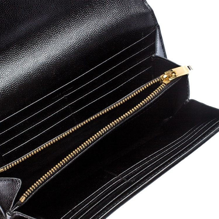 Pre Owned Saint Laurent Paris Black Leather Kate Wallet