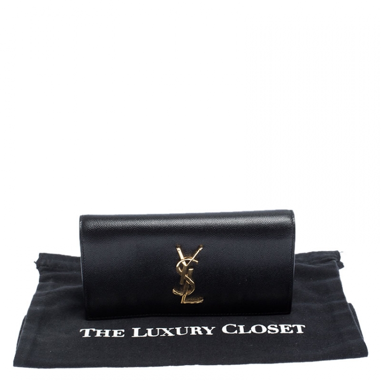 Pre Owned Saint Laurent Paris Black Leather Kate Wallet